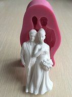 The Bride And The Bridegroom Shape Wedding Cake Top 3D Silicone Fondant Cake Lace Mold For Cake