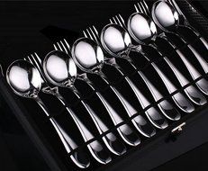 AosKe 24-piece Stainless Steel Flatware Set - Forks Knives Spoons Silver Silverware Cutlery Dinnerware Tableware...