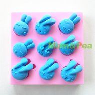 Mom&amp;pea 0623 Cartoon Rabbit Heads Shaped Silicone Mould for Fondant Cake Sugar Paste Cake Decoration 3d Cake Toppers...