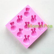 Mom&amp;pea 0623 Cartoon Rabbit Heads Shaped Silicone Mould for Fondant Cake Sugar Paste Cake Decoration 3d Cake Toppers... N3
