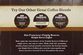 Don Francisco's Coffee Family Reserve Single Serve Coffee, Vanilla Nut, 12 Count (Packaging May Vary) N16