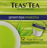 Teas' Tea Green Tea Plus Matcha, Single Serve Cups 12 Count N5