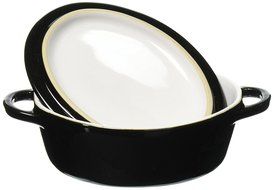 Le Creuset Stoneware 12-Ounce Mini Oval Cocotte, Black N2
