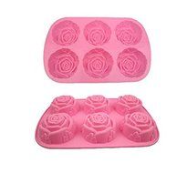 6-Hole Rose Pudding Chocolate Molds Flower Silicone Cake Mould Soap Moulds Kitchen Accessories Cake Baking Tools