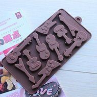 BST Cake Pan 10 Hole Guitar Shape Cake Ice Jelly Chocolate Molds,Silicone 15*14.5*1.5 CM(6.0*5.8*0.6 INCH)