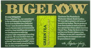 Bigelow Organic Green Tea, 40-Count Boxes (Pack of 6) N2