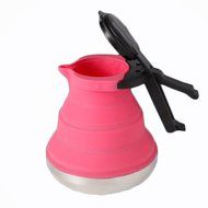 Outdoor Portable Collapsible Silicone Kettle for Home and Other Places Stainless Steel Base (blue) N2