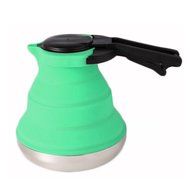 Outdoor Portable Collapsible Silicone Kettle for Home and Other Places Stainless Steel Base (blue) N3