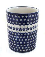 Polish Pottery Flowering Peacock Utensil Jar