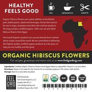 Organic Hibiscus Flowers - Cut &amp; Sifted - 16oz Resealable Bag (1lb) - 100% Raw From Egypt - by Feel Good Organics N3