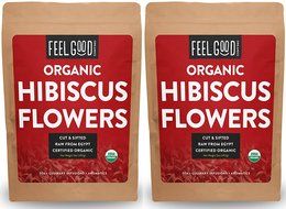 Organic Hibiscus Flowers - Cut &amp; Sifted - 16oz Resealable Bag (1lb) - 100% Raw From Egypt - by Feel Good Organics N7