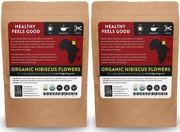 Organic Hibiscus Flowers - Cut &amp; Sifted - 16oz Resealable Bag (1lb) - 100% Raw From Egypt - by Feel Good Organics N8