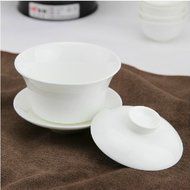 Moyishi Chinese Gaiwan Traditional White Tea Cup Comprised of Cup, Saucer and Lid - Made of Fine Bone China N4