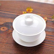 Moyishi Chinese Gaiwan Traditional White Tea Cup Comprised of Cup, Saucer and Lid - Made of Fine Bone China N6
