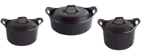Lorren Home 3-Piece Stove Top to Oven Black Casserrole set with Covers
