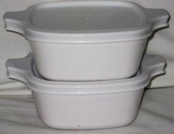 Corning Ware White 700ml Square Casserole Baking Dishes w/ Plastic Lids, 4 Piece Set