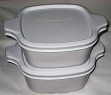 Corning Ware White 700ml Square Casserole Baking Dishes w/ Plastic Lids, 4 Piece Set N2