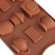 Tea Cup Clock Teapot Silicone Cake Mold Chocolate Mould Baking Tools N5
