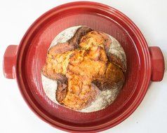 Emile Henry Ceramic Bread Cloche Burgundy, Mure Peyrot Boulange Lame, Banneton Proofing Basket Round 8 Inch Bundle N4
