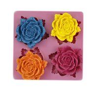 SHINA Rose Peony 4 Flower Silicone Cake Fondant Soap Sugar Craft Decorating Mold