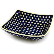 Ceramika Bona H0426C Polish Pottery Ceramic Square Bowl Hand Painted, 8-Inch