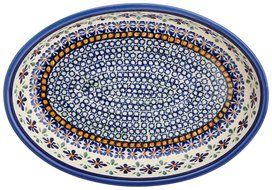 Bunzlauer Polish Pottery 1.25-Quart Oval Baker, DU60 Design N2