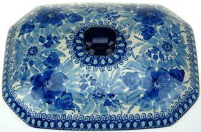 Ceramika Artystyczna Polish Hand Painted Baking Dish with Lid - 12" x 9.5" x 5" (Orange Flowers) N12