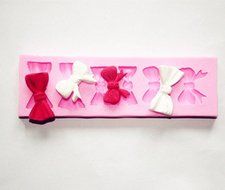 Longzang 6 Bow Art Deco Silicone Mold Sugar Craft DIY Gumpaste Cake Decorating Clay Pink