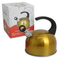 1 X Gold Metallic Stainless Steel Whistling Tea Kettle, 2 Liter Capacity
