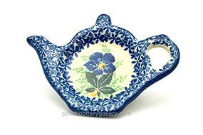 Polish Pottery Tea Bag Holder - Blue Pansy