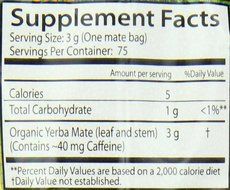 Guayaki Traditional Organic Mate Tea, 7.8oz (225g), 75 Tea Bags N3