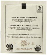 Stash Tea Organic Green Tea Bags in Foil, Lemon Ginger, 100 Count N3