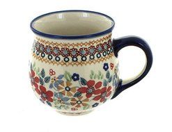 Polish Pottery Red Daisy Bubble Mug