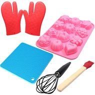 Food Grade Silicone Bakeware Set - Silicone Molds For Baking, Silicone Heat Mat, Silicone Oven Gloves, Silicone...
