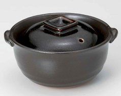 Yuzu Tenmoku for 1-2 persons 5.9inch Donabe Japanese Hot pot Black Ceramic Made in Japan