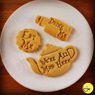 FULL Set of 3 Alice In Wonderland Tea Party Cookie Cutters | Alice in Wonderland themed biscuit cutters