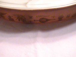 Vintage Pyrex Brown Americana 1 1/2 Quart Divided Casserole Dish with Lid N2