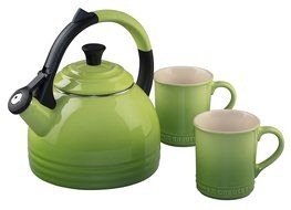 Le Creuset Enamel on Steel Kettle and Mug Gift Set, Caribbean N2