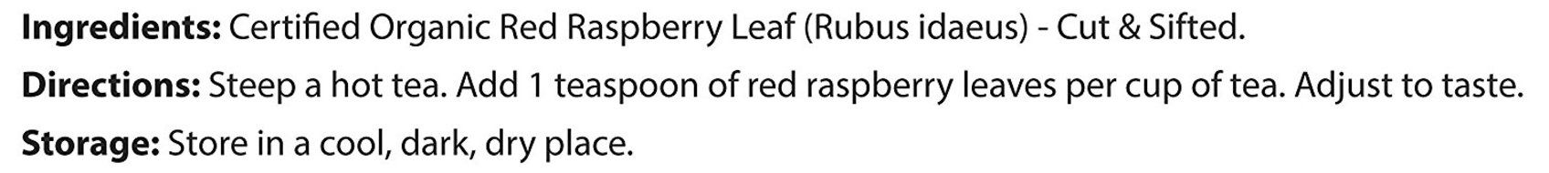Organic Red Raspberry Leaves - Cut &amp; Sifted - 16oz Resealable Bag (1lb) - 100% Raw From Bulgaria N9