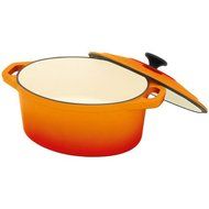 Chasseur Cast Iron 37331OR 7.25-quart Oval French Casserole Pot with Lid, Orange Flame