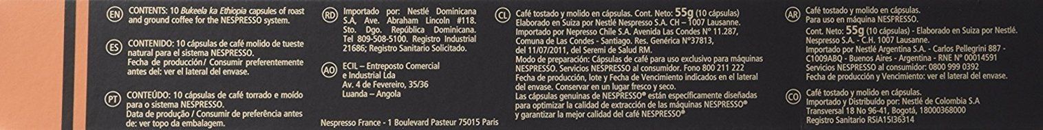 Nespresso 50 Capsules (5 Sleeves) BUKEELA ka Ethiopia , Lungo Intensity 3 , Fresh N2