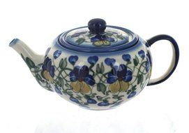 Polish Pottery Pansies Teapot with Infuser