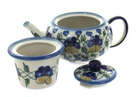Polish Pottery Pansies Teapot with Infuser N2