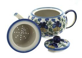 Polish Pottery Pansies Teapot with Infuser N3