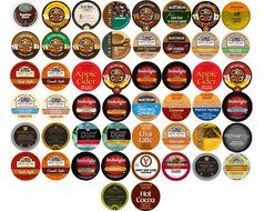 50-count COFFEE, HOT COCOA, CAPPUCCINO &amp; TEA Single Serve Cups for Keurig K Cup Brewers Variety Pack Sampler