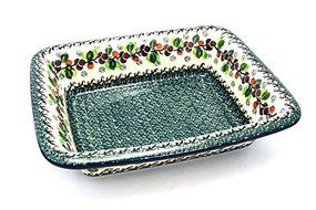 Polish Pottery Baker - Casserole - Burgundy Berry Green