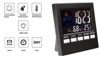 Indoor Humidity Monitor Hygrometer Digital Thermometer Monitor Home Weather Station and Night Light with LCD Display...