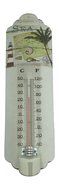 Nautical Print with Red and White Lighthouse Metal Indoor / Outdoor Thermometer - 12.25 Inches Long
