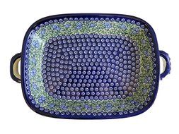 Polish Pottery Lrg Rect. Baker w/Hdls, 17 x 10 x 2.5" N3