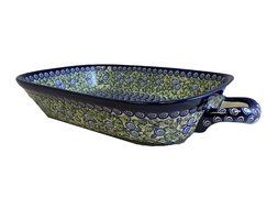 Polish Pottery Lrg Rect. Baker w/Hdls, 17 x 10 x 2.5" N4